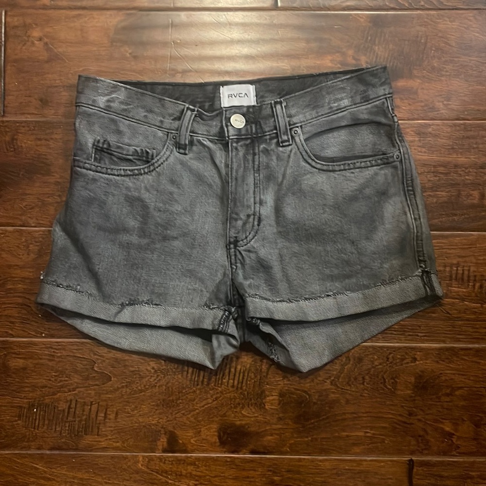 RVCA mid rise relaxed denim vintage inspired black denim shorts